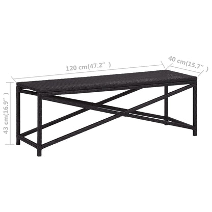 Tuinbank Poly Rattan 120 cm Zwart