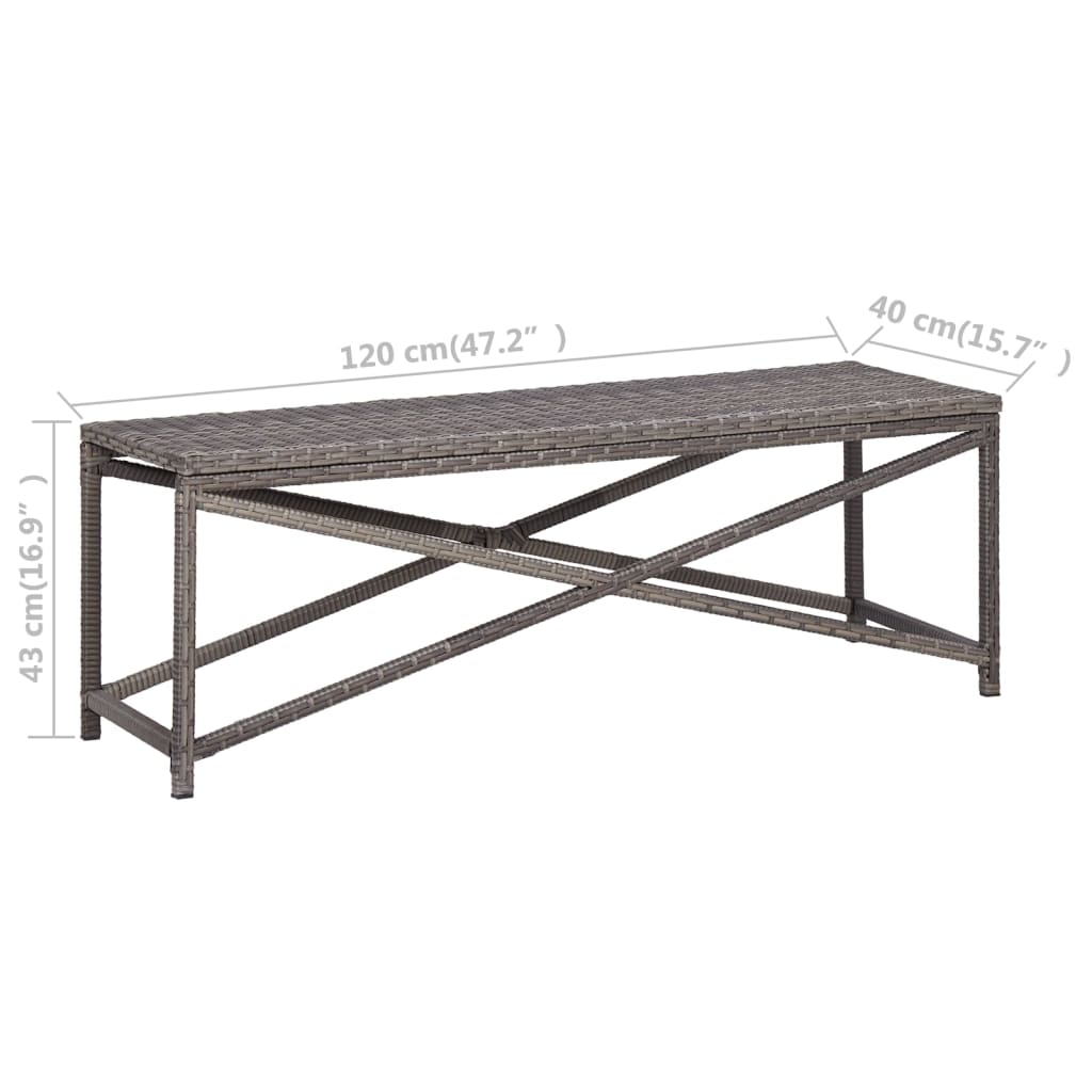 Tuinbank Poly Rattan 120 cm Grijs