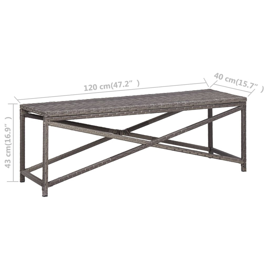 Tuinbank Poly Rattan 120 cm Grijs