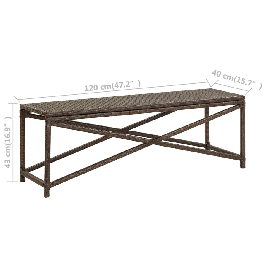 Tuinbank Poly Rattan 120 cm Bruin