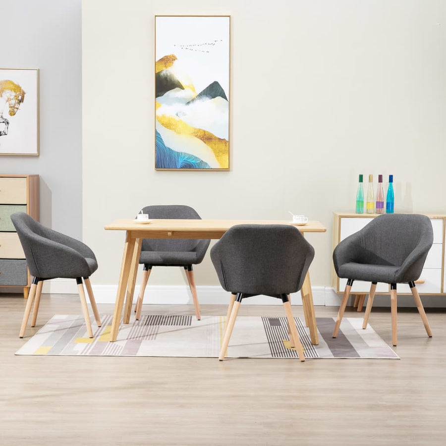 Eetkamerstoelen 4 St Stof Donkergrijs Donkergrijs