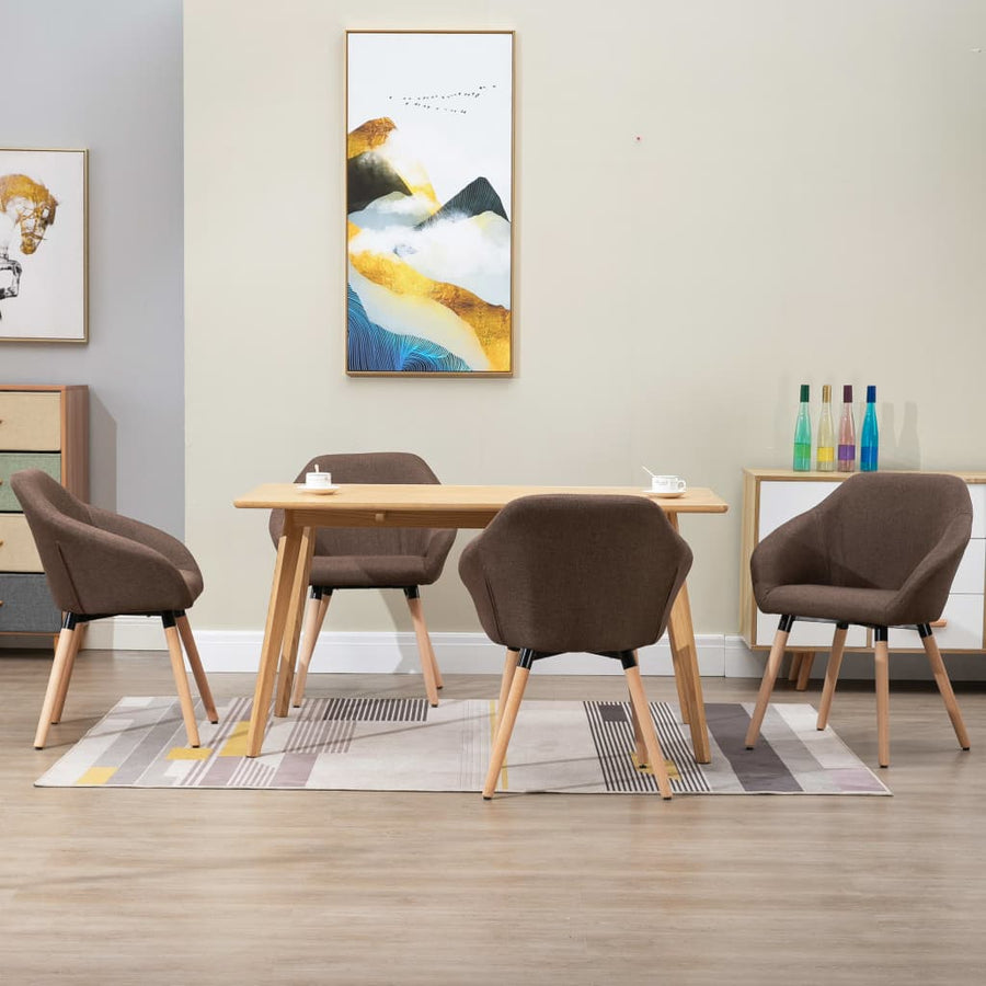 Eetkamerstoelen 4 St Stof Bruin 4