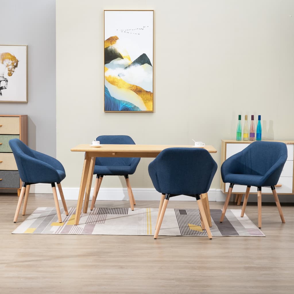Eetkamerstoelen 4 St Stof Blauw Blauw