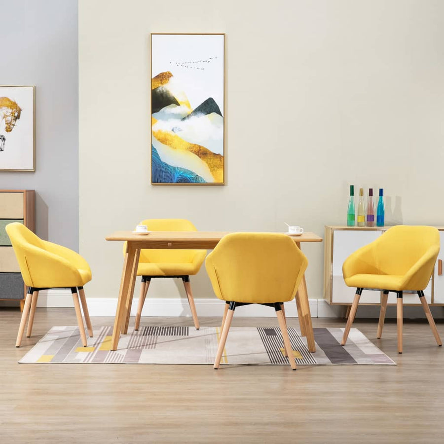 Eetkamerstoelen 4 St Stof Geel 4