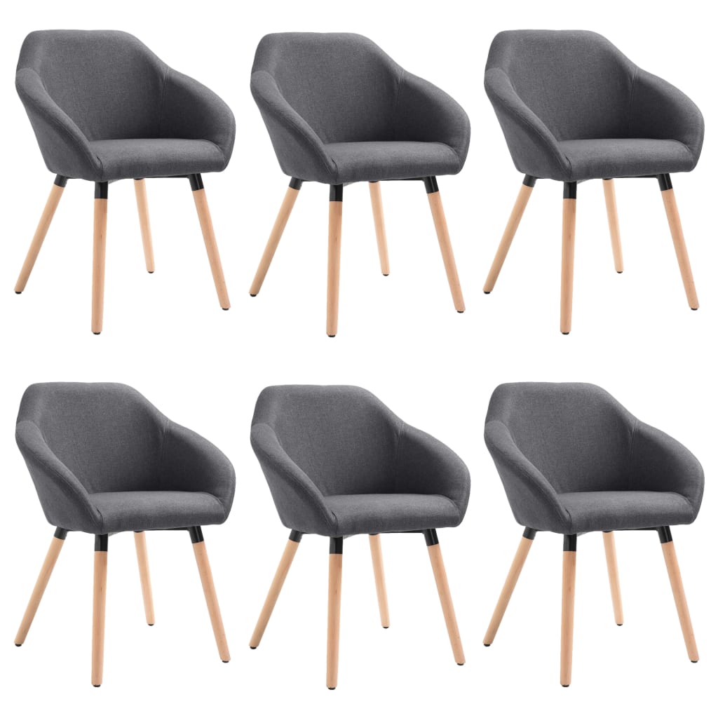 Eetkamerstoelen 6 St Stof Donkergrijs 6