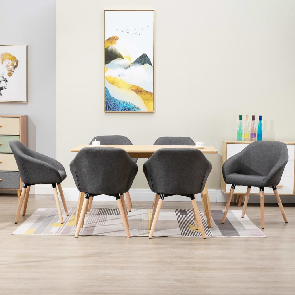 Eetkamerstoelen 6 St Stof Donkergrijs 6