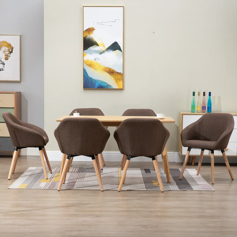 Eetkamerstoelen 6 St Stof Bruin 6