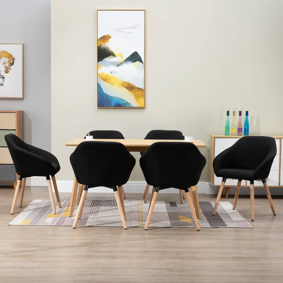 Eetkamerstoelen 6 St Stof Zwart 6