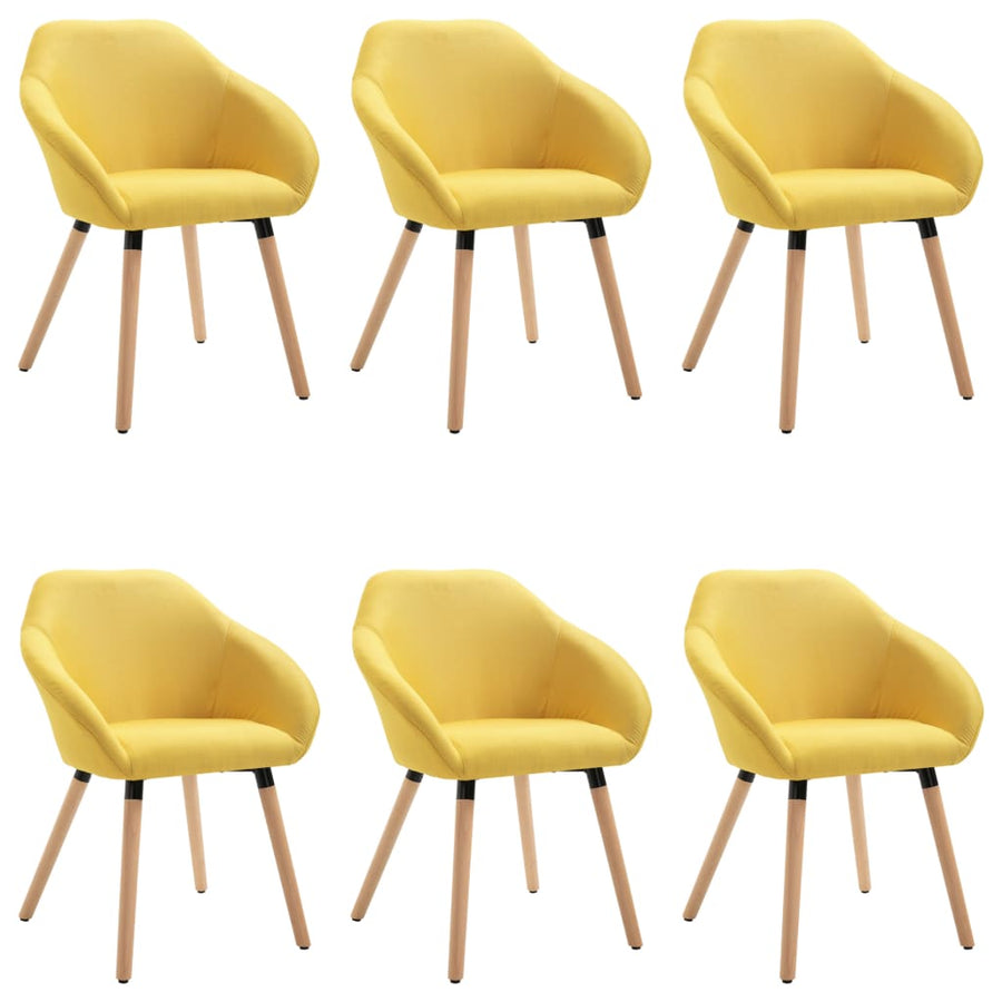 Eetkamerstoelen 6 St Stof Geel 6