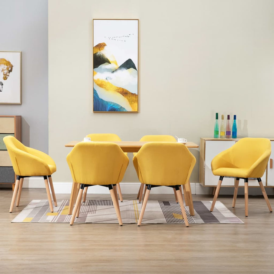 Eetkamerstoelen 6 St Stof Geel 6