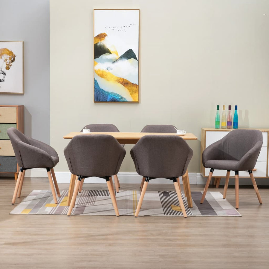 Eetkamerstoelen 6 St Stof Taupe 6