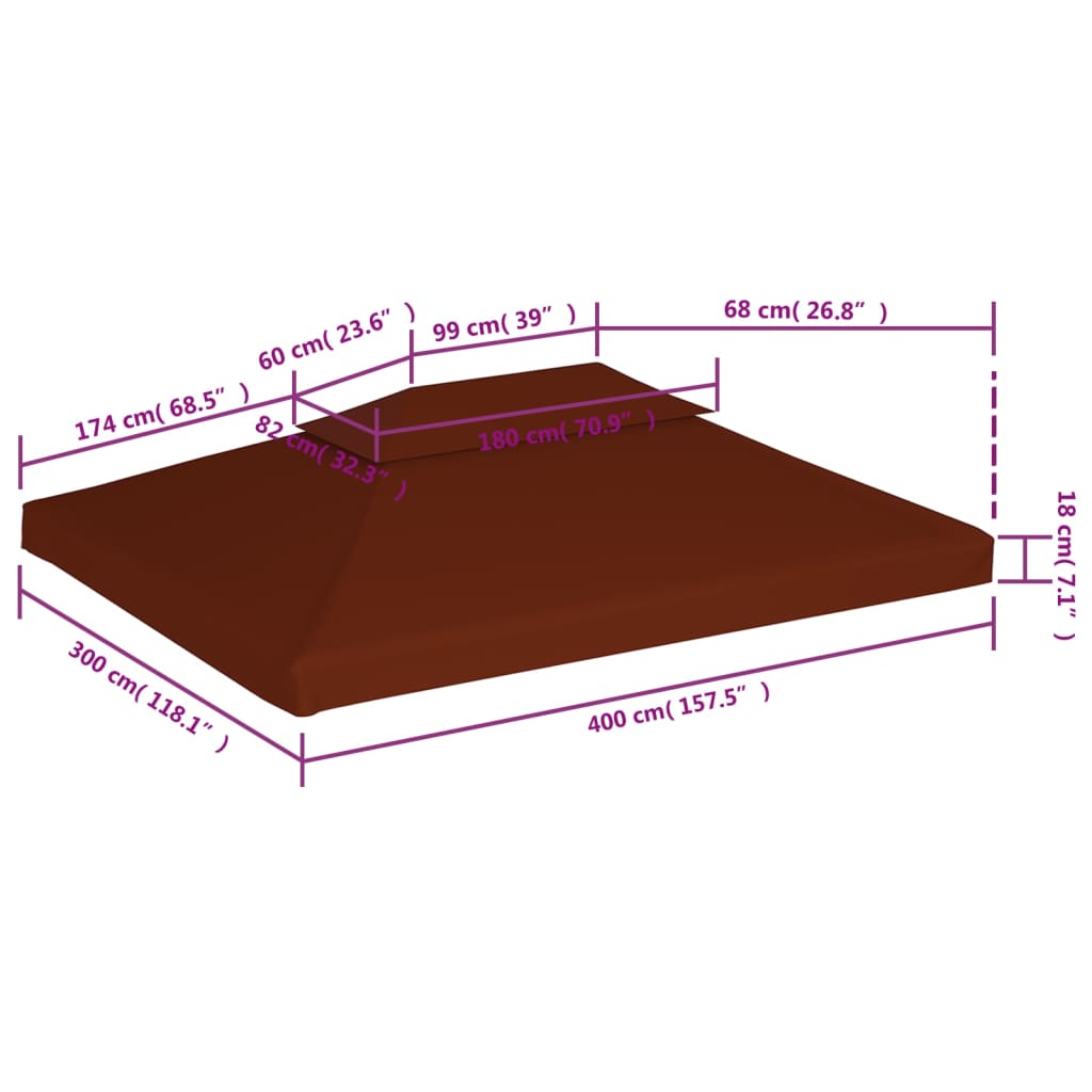 Prieeldak 2-Laags 310 G/M² Kleurig 4 x 3 m Terracotta
