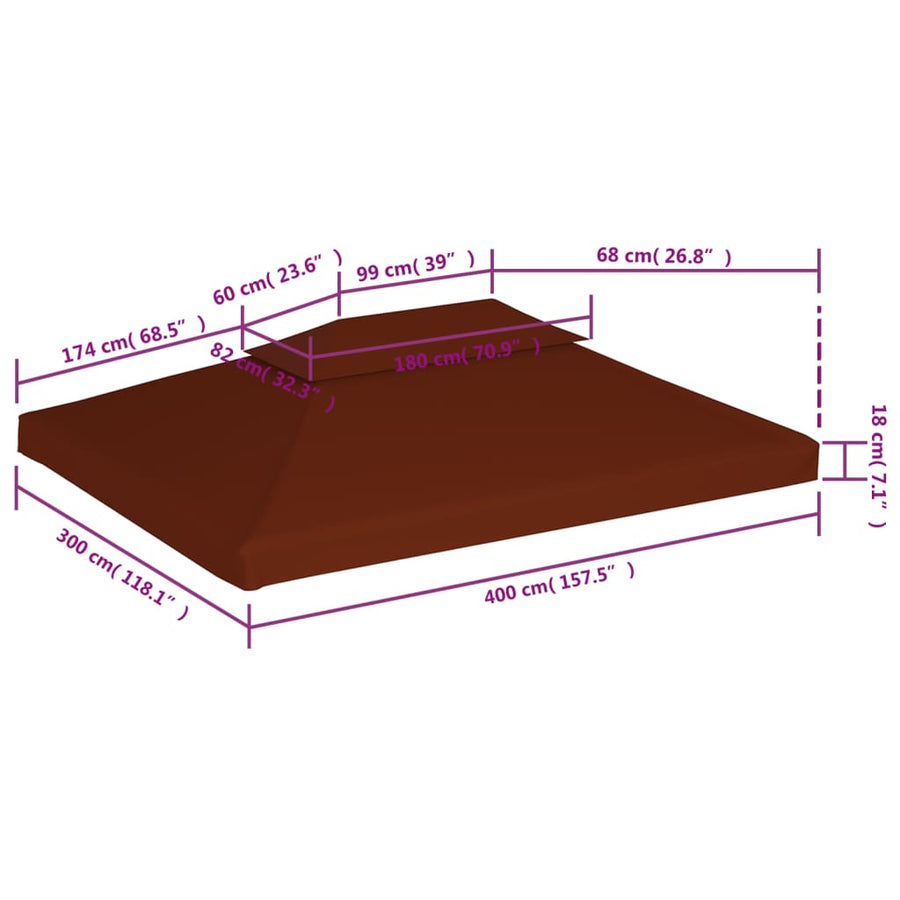 Prieeldak 2-Laags 310 G/M² Kleurig 4 x 3 m Terracotta