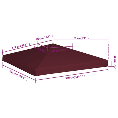Prieeldak 310 G/M² Bordeaux 3 x 3 m Bordeauxrood