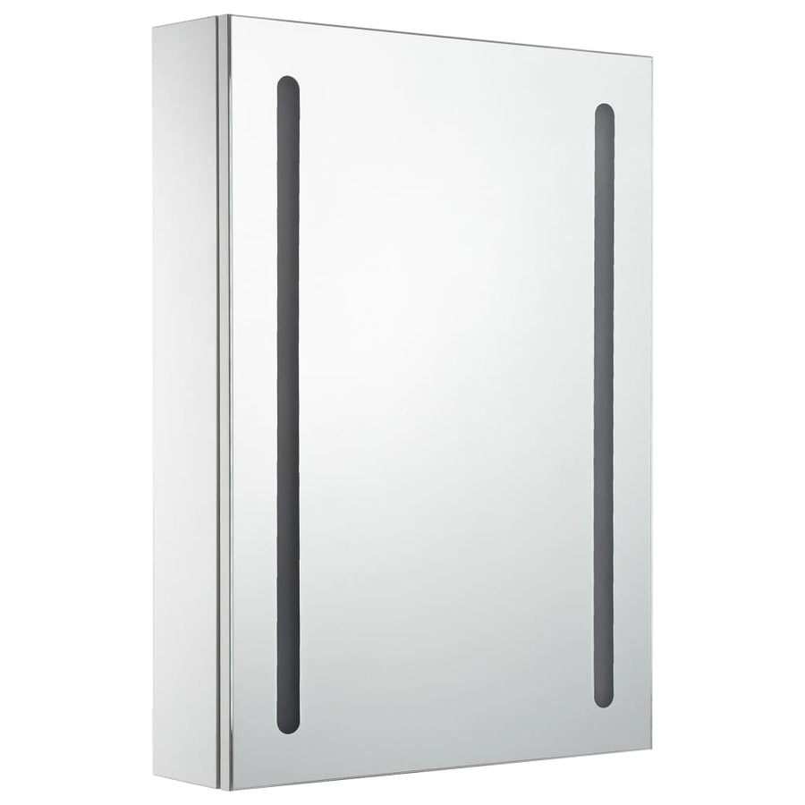 Badkamerkast Met Spiegel En Led 50 x 13 x 70 cm wit en zilver