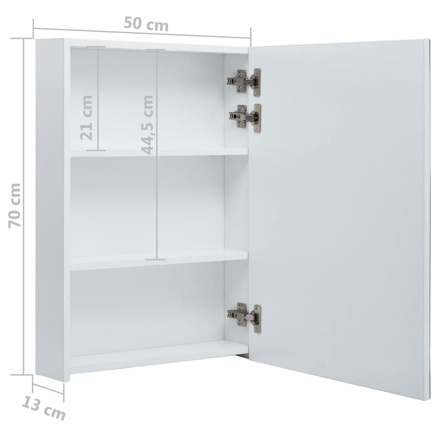 Badkamerkast Met Spiegel En Led 50 x 13 x 70 cm wit en zilver
