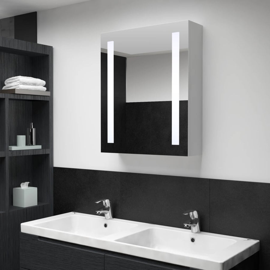 Badkamerkast Met Spiegel En Led 50 x 13 x 70 cm wit en zilver