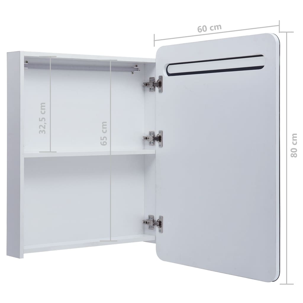 Badkamerkast Met Spiegel En Led 60Xx80 Cm wit en zilver