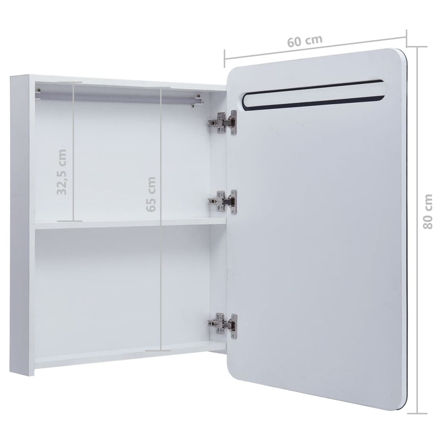 Badkamerkast Met Spiegel En Led 60Xx80 Cm wit en zilver