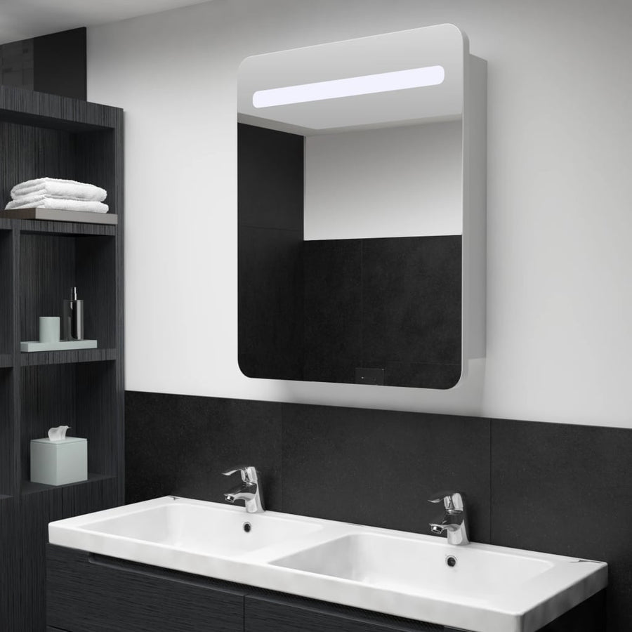 Badkamerkast Met Spiegel En Led 60Xx80 Cm wit en zilver