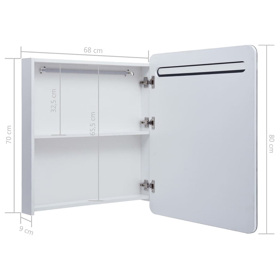 Badkamerkastje Met Spiegel Led 68X9X80 Cm