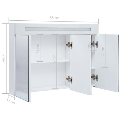 Badkamerkast met spiegel en LED 88x13x62 cm