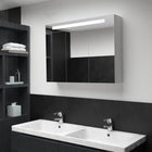 Badkamerkast met spiegel en LED 88x13x62 cm wit