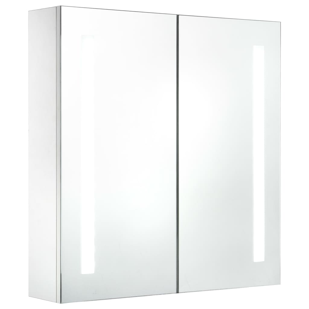 Badkamerkast Met Spiegel En Led 60X4X62 Cm 62 x 14 x 60 cm wit en zilver