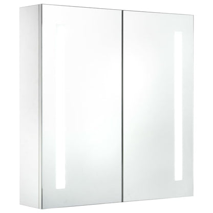 Badkamerkast Met Spiegel En Led 60X4X62 Cm 62 x 14 x 60 cm wit en zilver