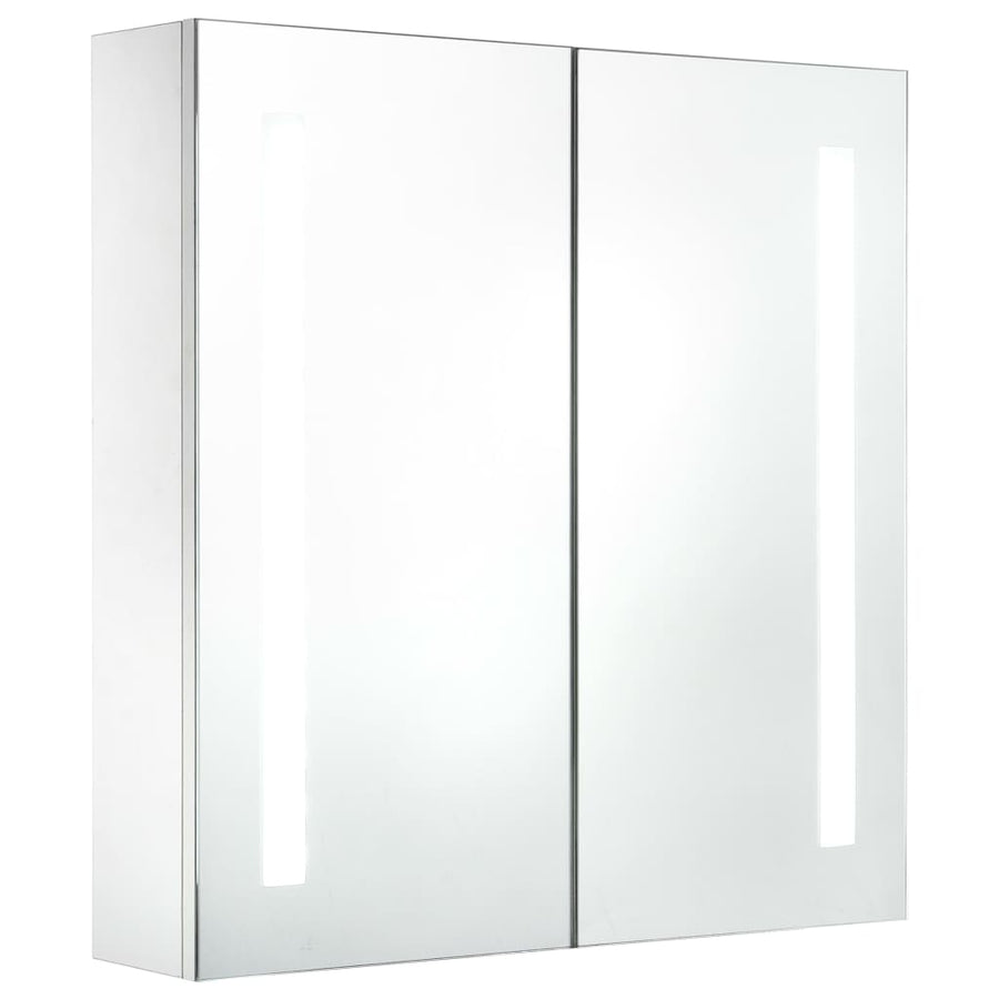 Badkamerkast Met Spiegel En Led 60X4X62 Cm 62 x 14 x 60 cm wit en zilver