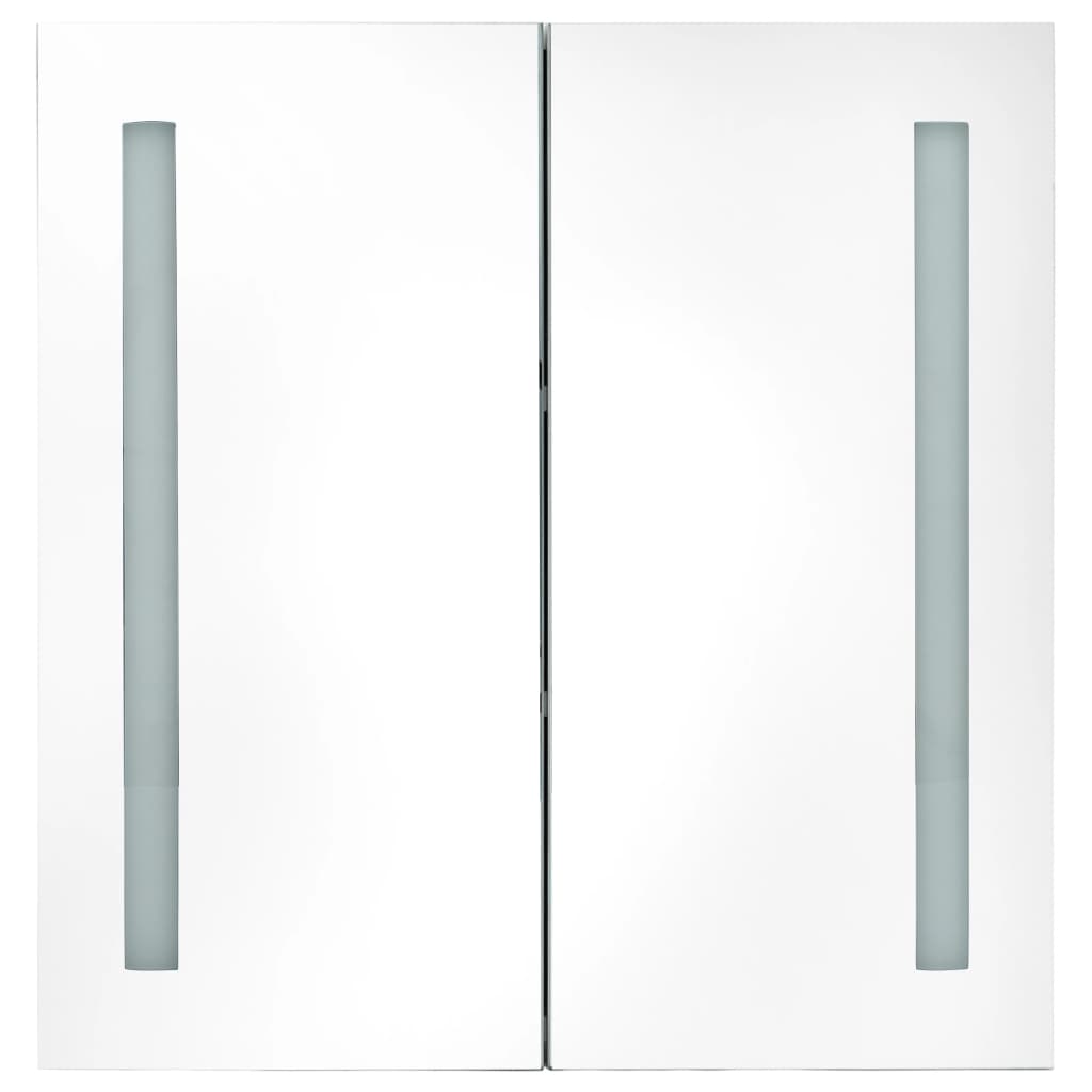 Badkamerkast Met Spiegel En Led 60X4X62 Cm 62 x 14 x 60 cm wit en zilver