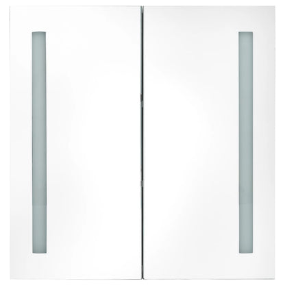 Badkamerkast Met Spiegel En Led 60X4X62 Cm 62 x 14 x 60 cm wit en zilver