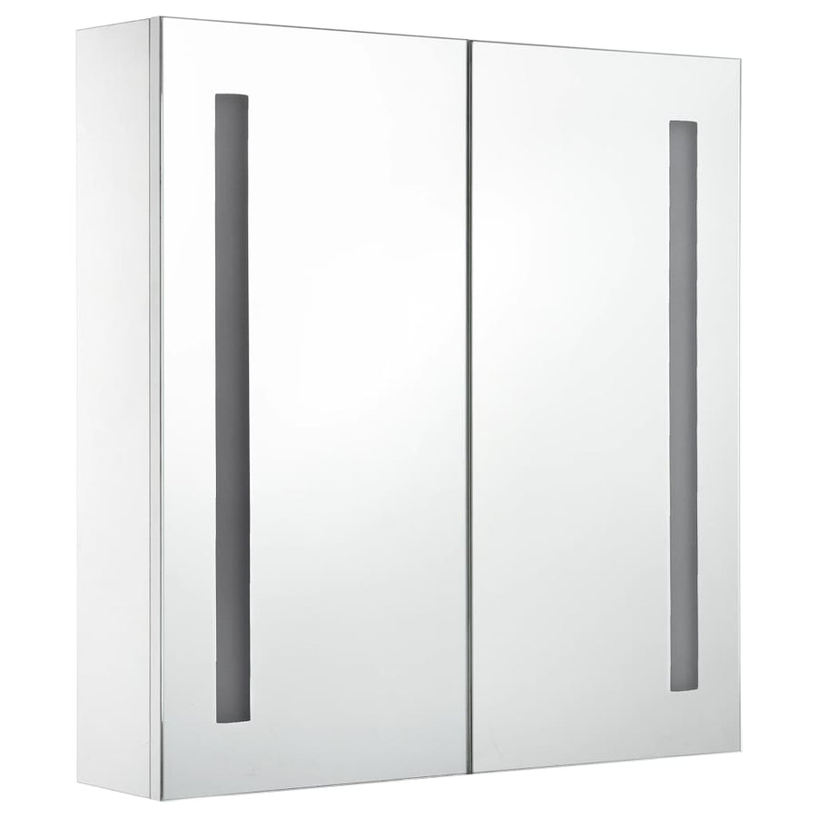 Badkamerkast Met Spiegel En Led 60X4X62 Cm 62 x 14 x 60 cm wit en zilver