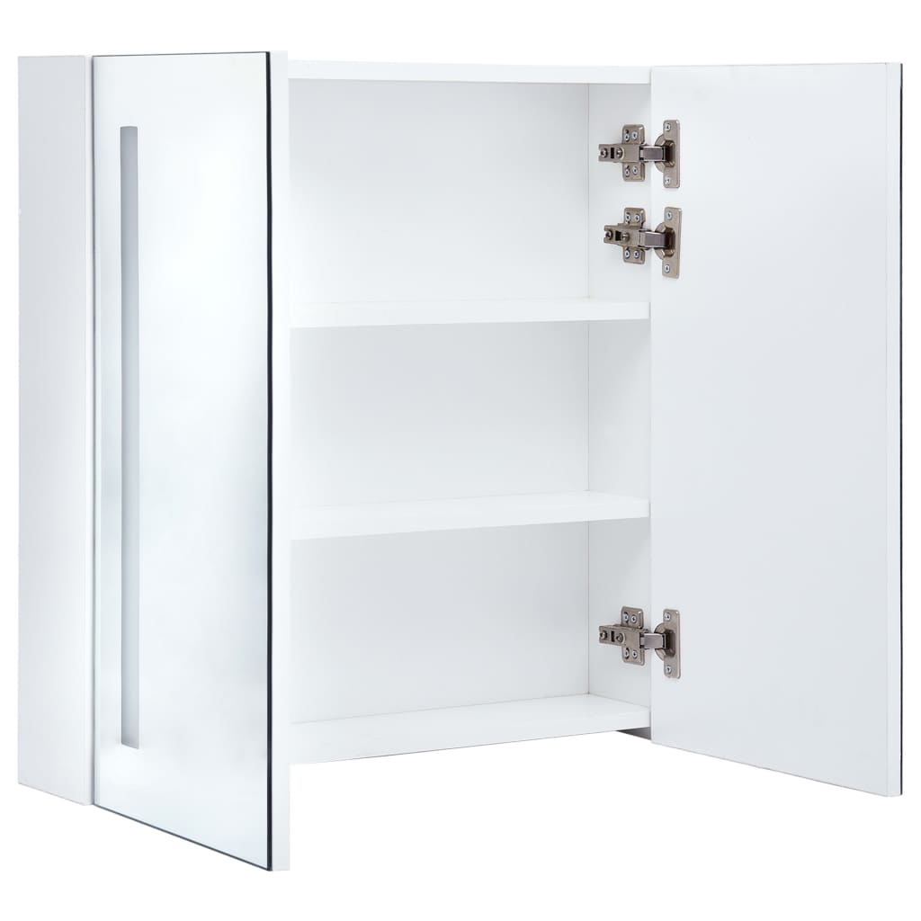 Badkamerkast Met Spiegel En Led 60X4X62 Cm 62 x 14 x 60 cm wit en zilver