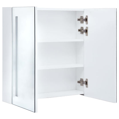 Badkamerkast Met Spiegel En Led 60X4X62 Cm 62 x 14 x 60 cm wit en zilver