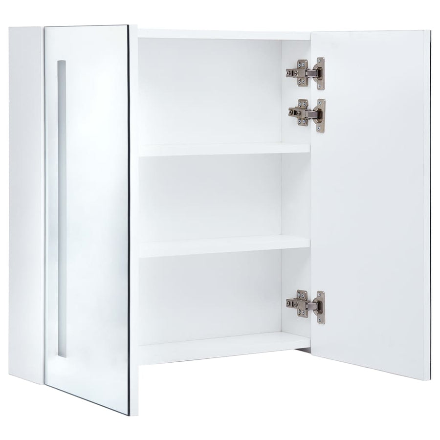 Badkamerkast Met Spiegel En Led 60X4X62 Cm 62 x 14 x 60 cm wit en zilver