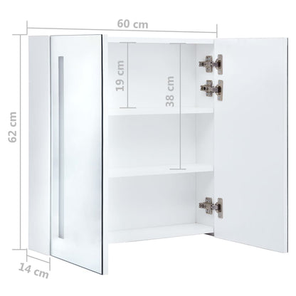 Badkamerkast Met Spiegel En Led 60X4X62 Cm 62 x 14 x 60 cm wit en zilver