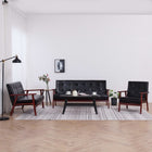 3-piece black artificial leather sofa set