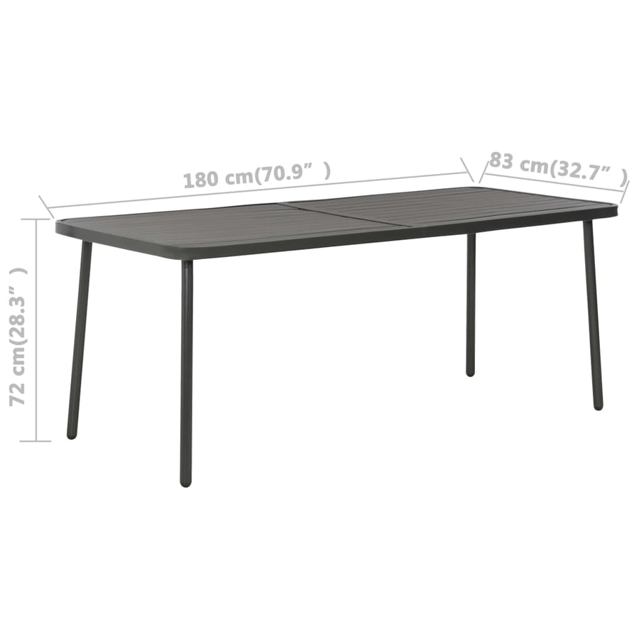 Tuintafel 180X83X72 Cm Staal Donkergrijs