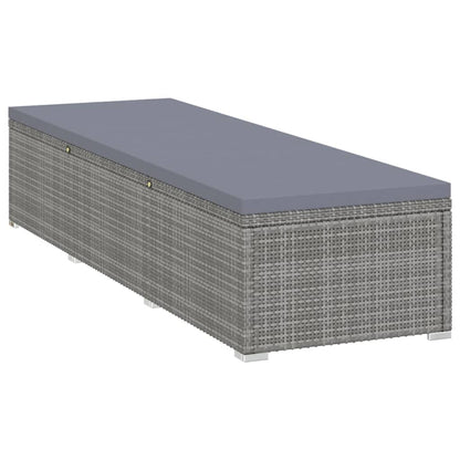 Ligbed Met Kussen Poly Rattan Grijs