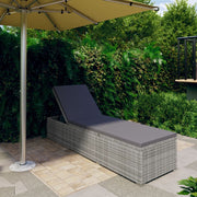 Ligbed poly rattan grijs met kussen