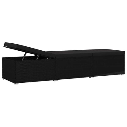 Tuin zonligstoelen met kussen 3 pcs Zwart Poly riet