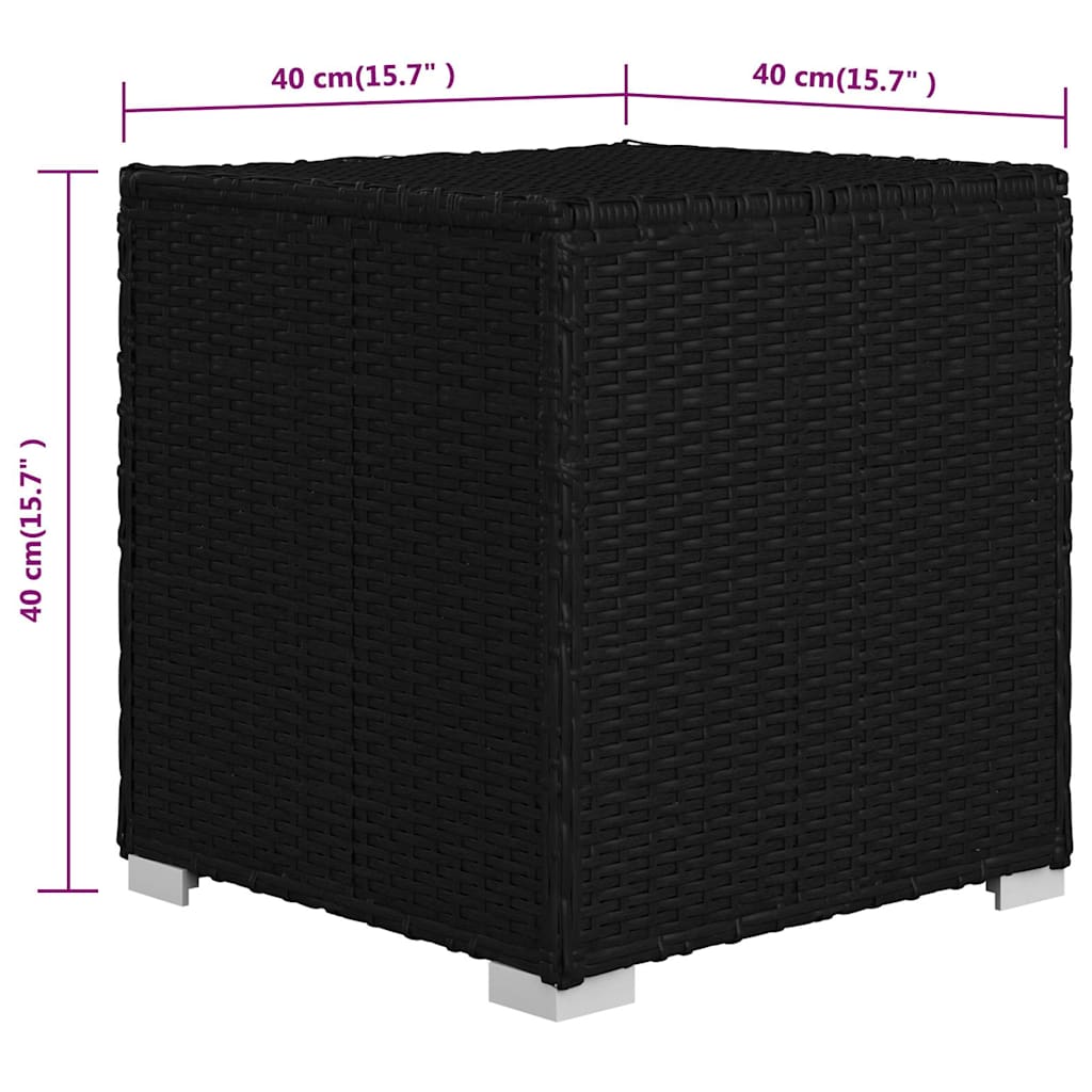 Tuin zonligstoelen met kussen 3 pcs Zwart Poly riet