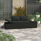 Ligbed poly rattan zwart 195x60x60 cm