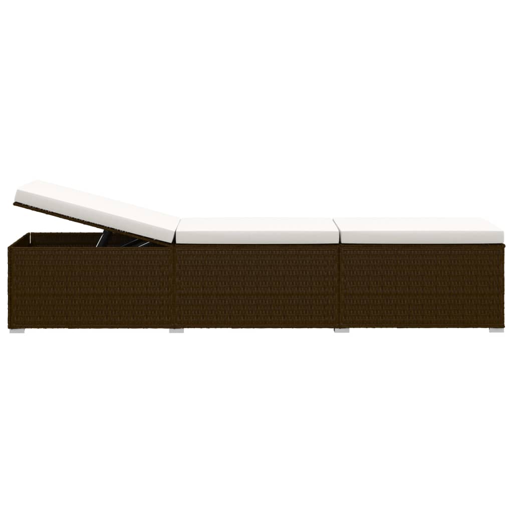 Ligbed Met Kussen En Theetafel Poly Rattan Bruin