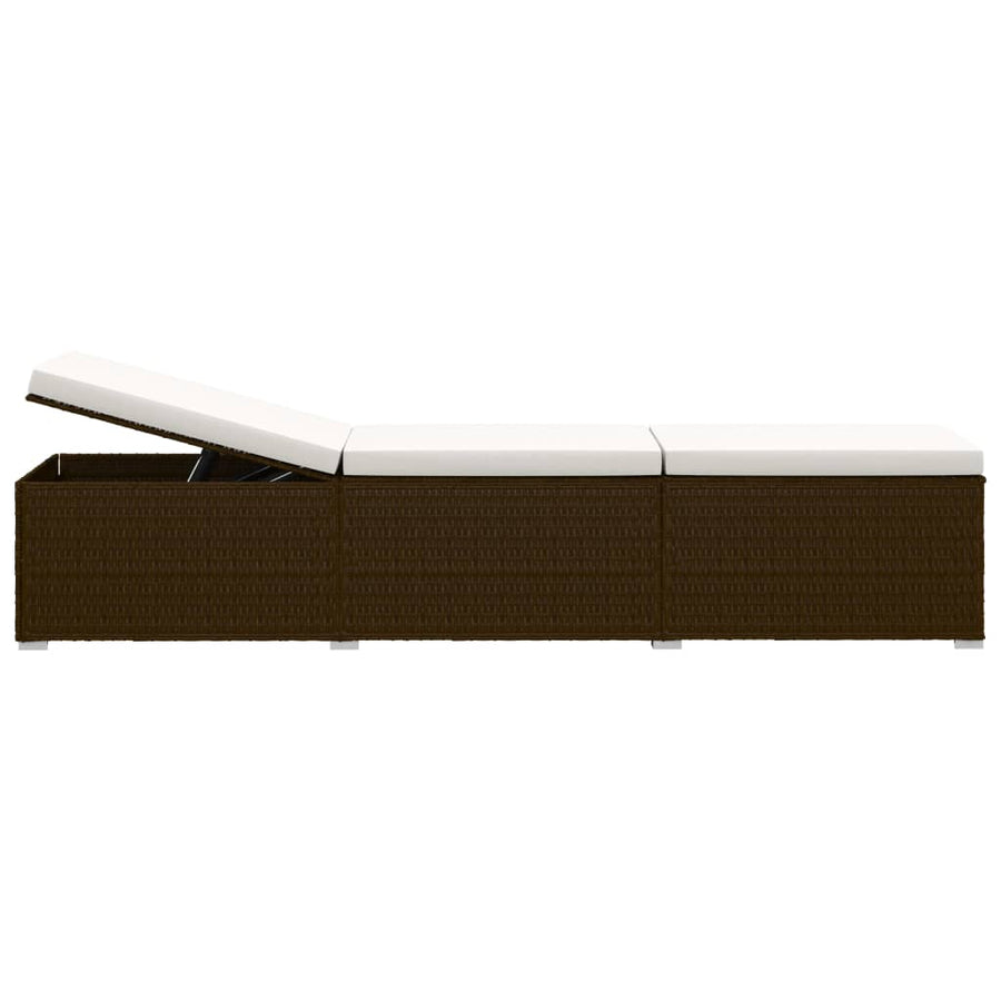 Ligbed Met Kussen En Theetafel Poly Rattan Bruin