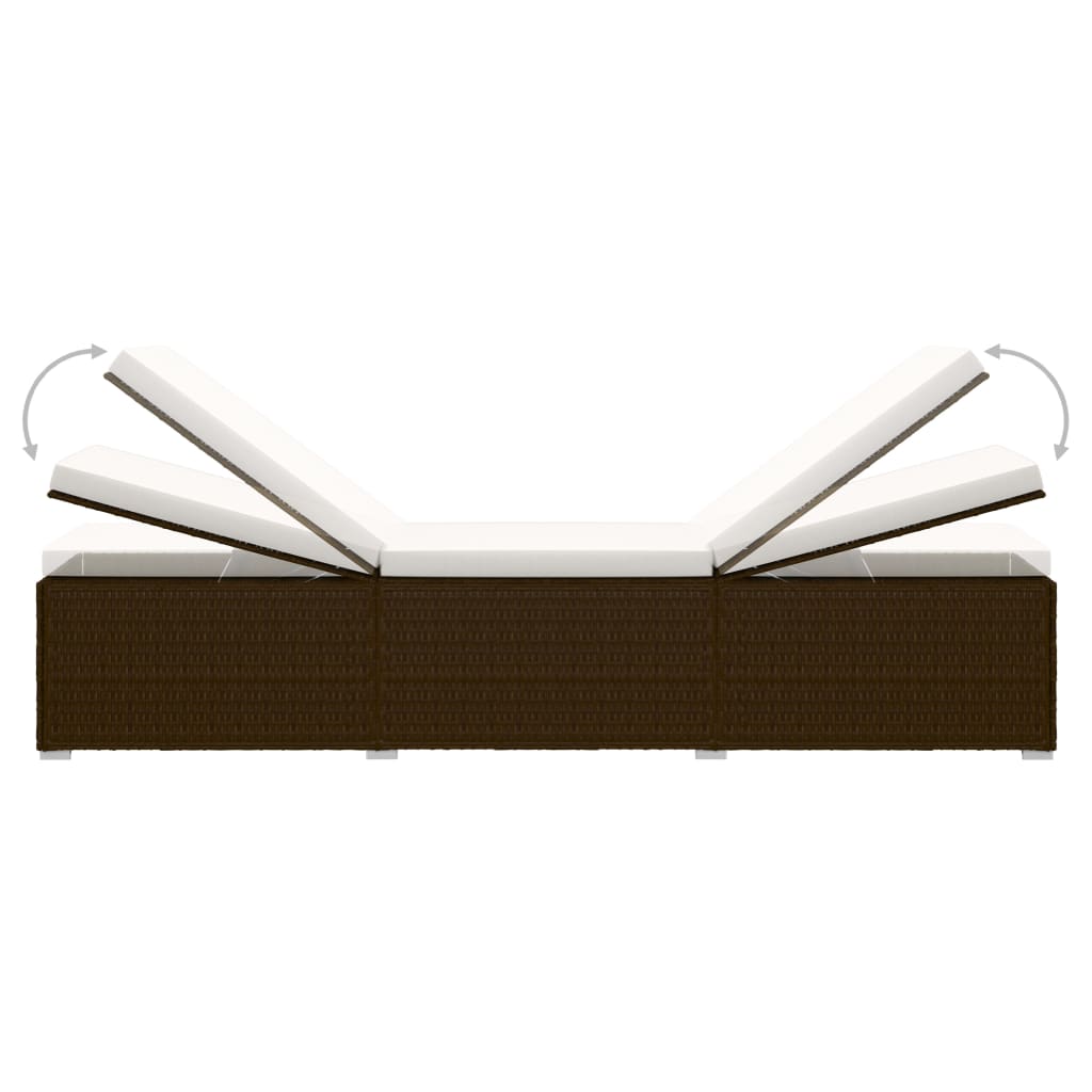 Ligbed Met Kussen En Theetafel Poly Rattan Bruin