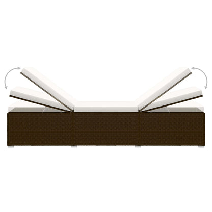 Ligbed Met Kussen En Theetafel Poly Rattan Bruin