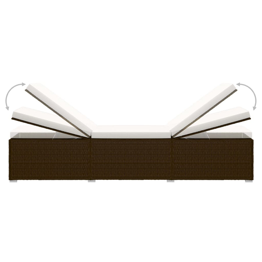 Ligbed Met Kussen En Theetafel Poly Rattan Bruin