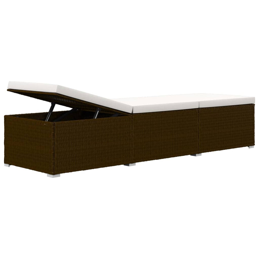 Ligbed Met Kussen En Theetafel Poly Rattan Bruin